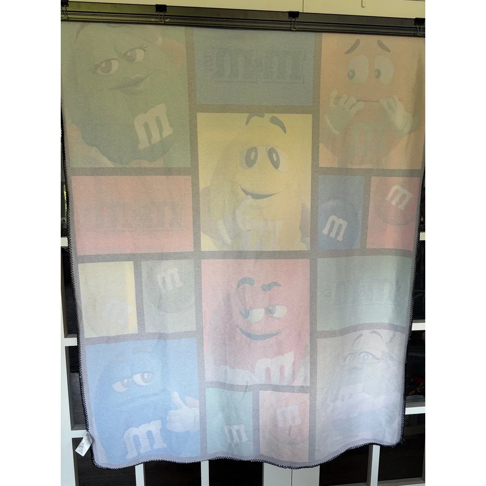 Official M&M's World Character Fleece Throw Blanket One Size Colorful Comic Grid